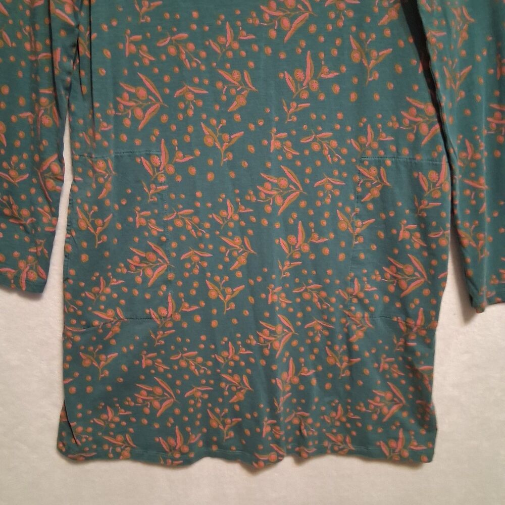 Toad&Co M Dress Windmere II Long Sleeve Green Floral Tencel Organic Cotton Shift - Picture 3 of 9